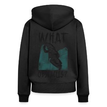Parkour Free Running Traceur - Frauen Premium Bio Zip Hoodie - Schwarz - Hinten - Julia (174cm)