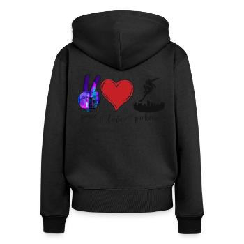 Parkour Free Running Traceur Fille - Sweat à capuche zippé Premium bio Femme - noir - Dos - Julia (174cm)