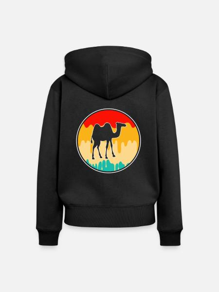 Kamel Retro - Frauen Premium Bio Zip Hoodie - Schwarz