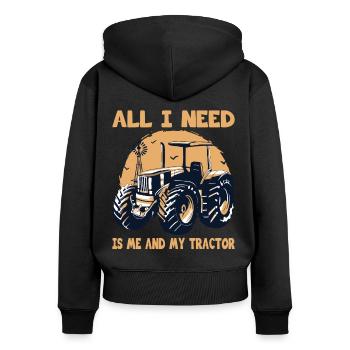 Bauer Me And My Tractor Farmer Agriculture - Women's Premium Organic Zip Hoodie - black - Back - Julia (174cm)