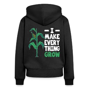 Bauer I Make Everything Grow Farmer - Women's Premium Organic Zip Hoodie - black - Back - Julia (174cm)