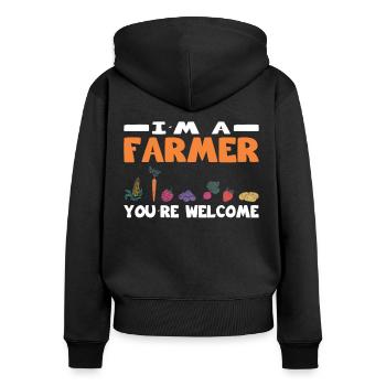 Farmer You're Welcome Farmer Agriculture - Women's Premium Organic Zip Hoodie - black - Back - Julia (174cm)