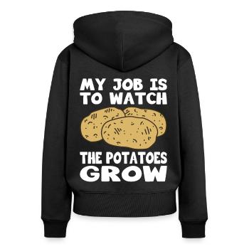 Bauer Watch The Potatoes Grow Farmer - Women's Premium Organic Zip Hoodie - black - Back - Julia (174cm)