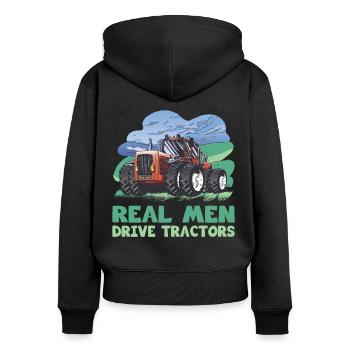 Farmer Real Men Drive Tractors Farmer - Women's Premium Organic Zip Hoodie - black - Back - Julia (174cm)