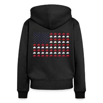 Farmer USA Flag Tractor Farmer Agriculture - Women's Premium Organic Zip Hoodie - black - Back - Julia (174cm)