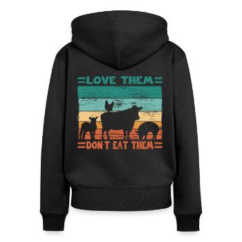 Farmer Love Them Don't Eat Them Farmer - Women's Premium Organic Zip Hoodie - black - Back - Julia (174cm)