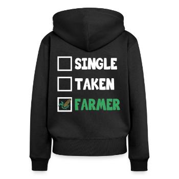 Farmer Single Taken Farmer Farmer Agriculture - Women's Premium Organic Zip Hoodie - black - Back - Julia (174cm)