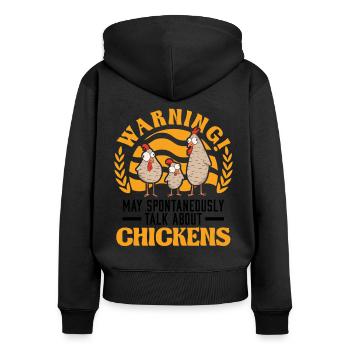 Chicken Saying Chicken Chicken Chicken - Women's Premium Organic Zip Hoodie - black - Back - Julia (174cm)
