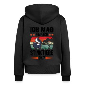 Ich mag einfach Stinktiere - Frauen Premium Bio Zip Hoodie - Schwarz - Hinten - Julia (174cm)