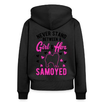 Samoyed Girl Sled Dog - Women's Premium Organic Zip Hoodie - black - Back - Julia (174cm)