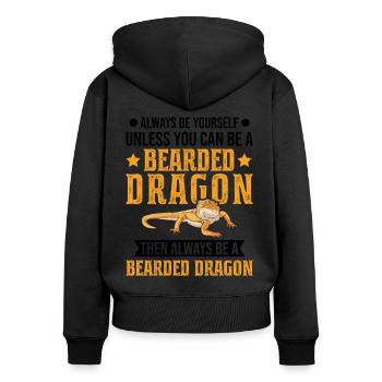 Bartagame Bearded Dragon - Frauen Premium Bio Zip Hoodie - Schwarz - Hinten - Julia (174cm)