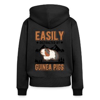 Facilement distrait par les cochons d’Inde Meerschweinchen - Sweat à capuche zippé Premium bio Femme - noir - Dos - Julia (174cm)