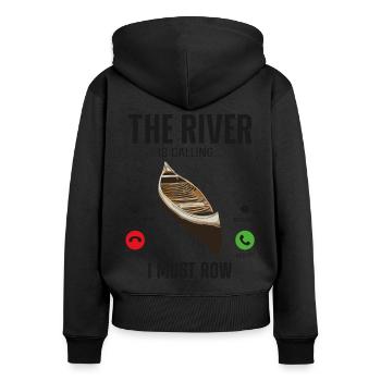Canoe Canoeing Vintage Phone - Frauen Premium Bio Zip Hoodie - Schwarz - Hinten - Julia (174cm)