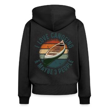 Canoe Canoeing Vintage Retro I - Frauen Premium Bio Zip Hoodie - Schwarz - Hinten - Julia (174cm)