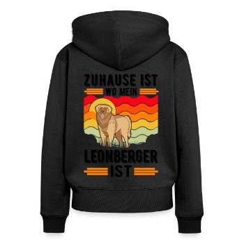 Zuhause ist wo mein Leonberger ist - Frauen Premium Bio Zip Hoodie - Schwarz - Hinten - Julia (174cm)