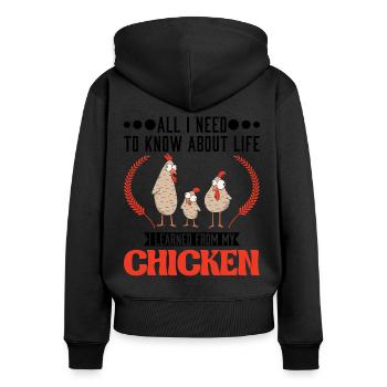 Chicken Saying Chicken Chicken Chicken - Women's Premium Organic Zip Hoodie - black - Back - Julia (174cm)