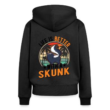 Life is better with a Skunk Stinktier - Frauen Premium Bio Zip Hoodie - Schwarz - Hinten - Julia (174cm)