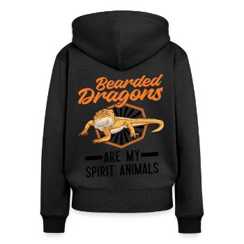 Les dragons barbus sont mes animaux spirituels Dragon barbu - Sweat à capuche zippé Premium bio Femme - noir - Dos - Julia (174cm)