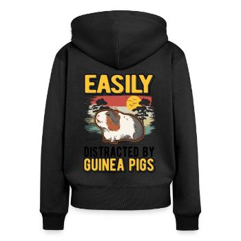 Facilement distrait par les cochons d’Inde Meerschweinchen - Sweat à capuche zippé Premium bio Femme - noir - Dos - Julia (174cm)