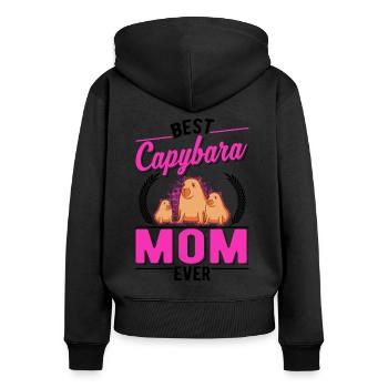 Best Capybara Mom Ever Wasserschwein Capibara - Women's Premium Organic Zip Hoodie - black - Back - Julia (174cm)