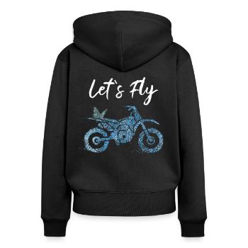 Motocross Bikerin Schmetterling - Frauen Premium Bio Zip Hoodie - Schwarz - Hinten - Julia (174cm)