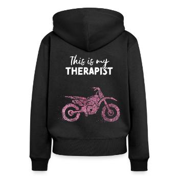 Motorcycle Motorcycling Therapist Bike - Women's Premium Organic Zip Hoodie - black - Back - Julia (174cm)