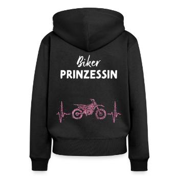Prinzessin Motorrad Motorradfahrerin - Frauen Premium Bio Zip Hoodie - Schwarz - Hinten - Julia (174cm)