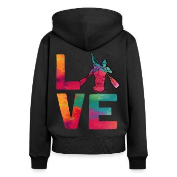 Canoe Canoeing Watercolor Racing - Frauen Premium Bio Zip Hoodie - Schwarz - Hinten - Julia (174cm)
