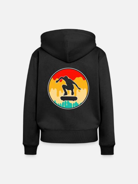 Skating Retro - Frauen Premium Bio Zip Hoodie - Schwarz