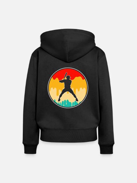 Baseball Retro - Frauen Premium Bio Zip Hoodie - Schwarz