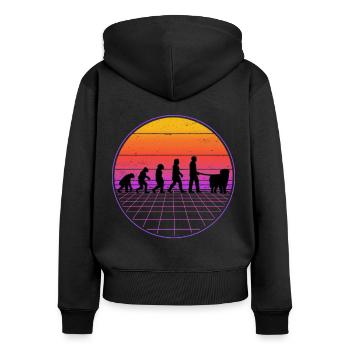 Leonberger Evolution Vaporwave - Women's Premium Organic Zip Hoodie - black - Back - Julia (174cm)