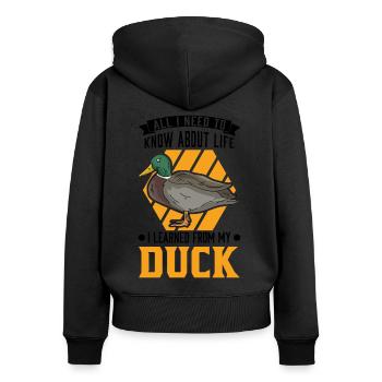 Duck Duck Breeder - Women's Premium Organic Zip Hoodie - black - Back - Julia (174cm)