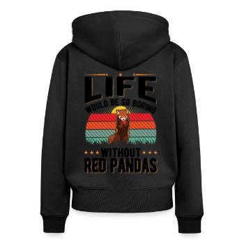 Cadeau Panda Rouge - Sweat à capuche zippé Premium bio Femme - noir - Dos - Julia (174cm)