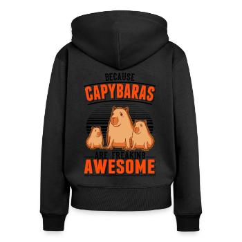 Because Capybaras are freaking awesome - Frauen Premium Bio Zip Hoodie - Schwarz - Hinten - Julia (174cm)