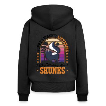 I was thinking about Skunks Stinktier - Frauen Premium Bio Zip Hoodie - Schwarz - Hinten - Julia (174cm)