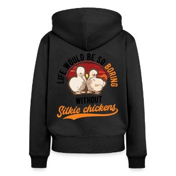 Silk Chicken Gift Silke Chicken - Women's Premium Organic Zip Hoodie - black - Back - Julia (174cm)