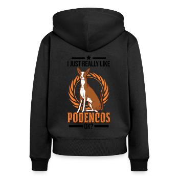 J’aime vraiment Podencos ok Spanish Greyhound - Sweat à capuche zippé Premium bio Femme - noir - Dos - Julia (174cm)