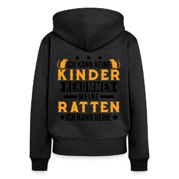 Rattenbesitzer Geschenk Ratte - Frauen Premium Bio Zip Hoodie - Schwarz - Hinten - Julia (174cm)