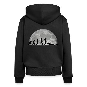 Mähroboter Evolution Mond Rasenroboter - Frauen Premium Bio Zip Hoodie - Schwarz - Hinten - Julia (174cm)