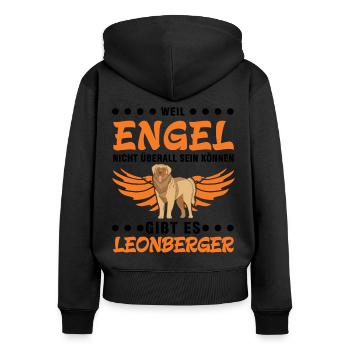 Leonberger Engel - Frauen Premium Bio Zip Hoodie - Schwarz - Hinten - Julia (174cm)