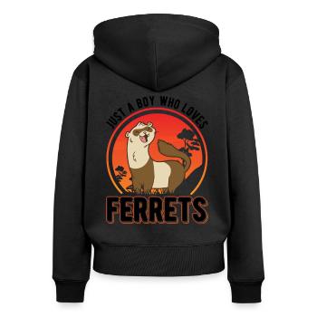 Juste un garçon qui aime Ferrets Frettchen - Sweat à capuche zippé Premium bio Femme - noir - Dos - Julia (174cm)