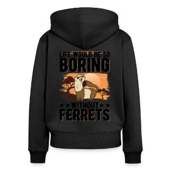 La vie serait si ennuyeuse sans Furets Frettchen - Sweat à capuche zippé Premium bio Femme - noir - Dos - Julia (174cm)