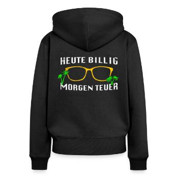 Mallorca Spruch - Frauen Premium Bio Zip Hoodie - Schwarz - Hinten - Julia (174cm)