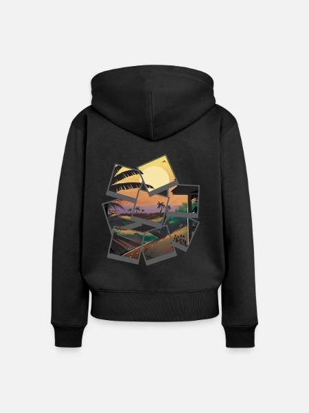 Sunset Beach Party Holiday - Frauen Premium Bio Zip Hoodie - Schwarz