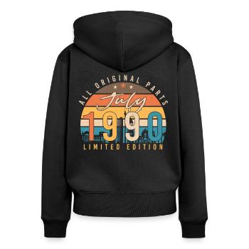 All original in July 1990 - Women's Premium Organic Zip Hoodie - black - Back - Julia (174cm)