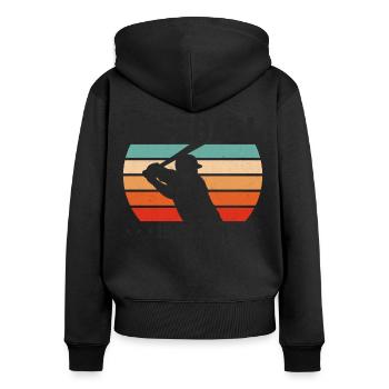 Baseball Fan Retro Vintage Batter - Frauen Premium Bio Zip Hoodie - Schwarz - Hinten - Julia (174cm)