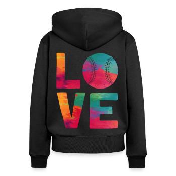 Baseball Fan Watercolor Love - Frauen Premium Bio Zip Hoodie - Schwarz - Hinten - Julia (174cm)