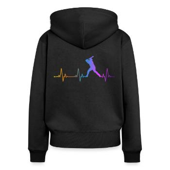 Baseball Fan Heartbeat Pulse - Frauen Premium Bio Zip Hoodie - Schwarz - Hinten - Julia (174cm)