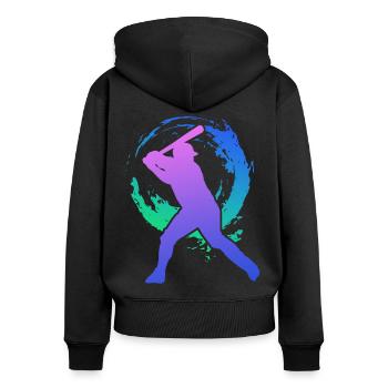Baseball Fan Retro Vintage 80s 90s - Frauen Premium Bio Zip Hoodie - Schwarz - Hinten - Julia (174cm)