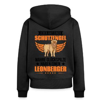 Leonberger Schutzengel - Frauen Premium Bio Zip Hoodie - Schwarz - Hinten - Julia (174cm)